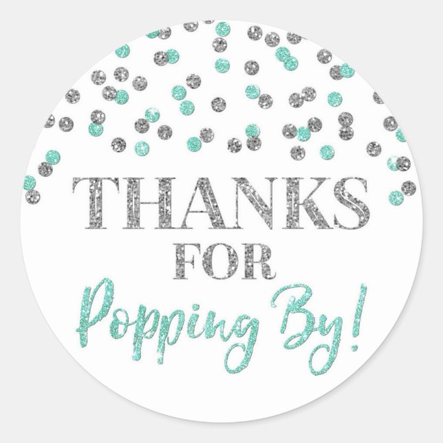 Sticker Rond Silver Turquoise Confetti Merci pour Popup By (Devant)