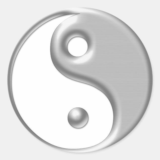 Sticker Rond Silver Ying Yang (Devant)