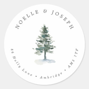 Sticker Rond Simple Adresse de Retour de Mariage avec un Pin