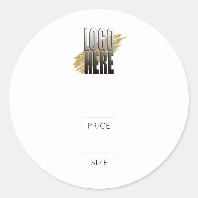 Sticker Rond Simple Ajouter votre logo Balise Prix Blanc (Devant)