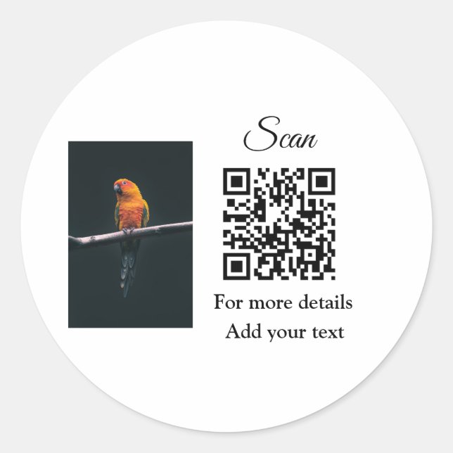 Sticker Rond Simple animal name details QR code add text photo  (Devant)