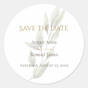 Sticker Rond Simple aquarelle verte moderne Enregistrer la date