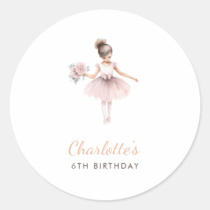 Sticker Rond Simple Ballerina Elegant Aquarelle Anniversaire Fa
