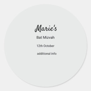 Sticker Rond simple blanc noir classique edi bat mitzvah