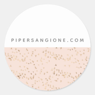 Sticker Rond Simple Blush Peach rose et or Personnalisé