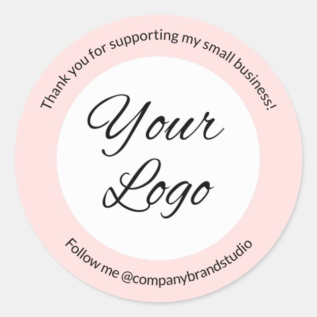 Sticker Rond Simple Blush Pink Personnalisé Ajouter un logo d'e (Devant)