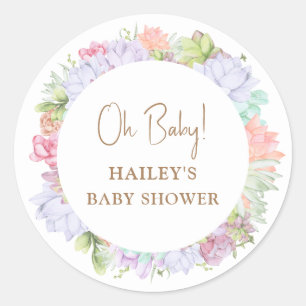 Sticker Rond Simple Boho Cactus Désert Oh Baby shower