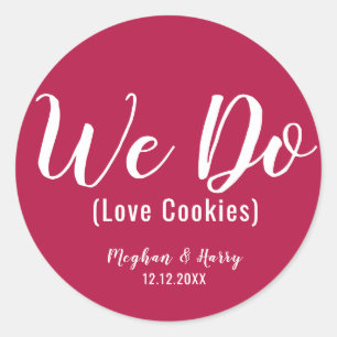 Sticker Rond Simple Bourgogne Nous Aimons Cookies Mariage Faveu