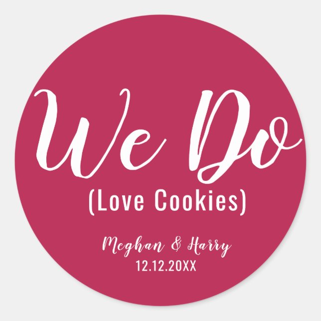 Sticker Rond Simple Bourgogne Nous Aimons Cookies Mariage Faveu (Devant)
