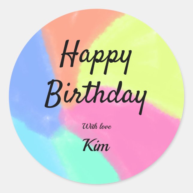 Sticker Rond simple calligraphie minimum heureux anniversaire p (Devant)