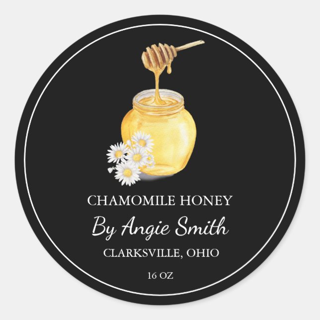 Sticker Rond Simple Chamomile Infused Honey Label (Devant)