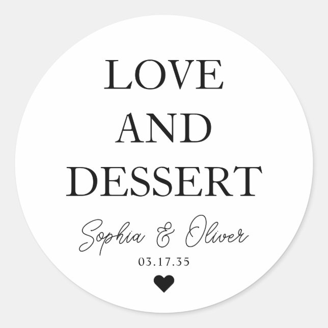 Sticker Rond Simple Classique AMOUR DESSERT Coeur Mariage Faveu (Devant)
