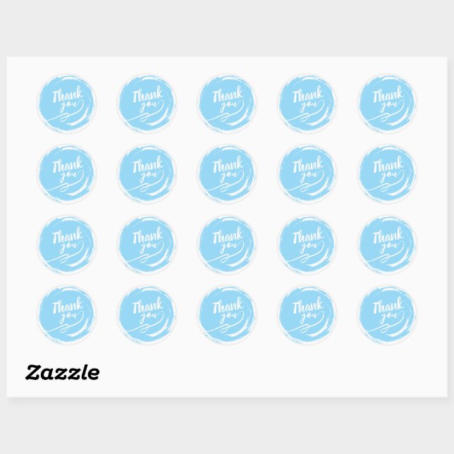 Sticker Rond Simple Cursive Thank you Blue (Feuille)