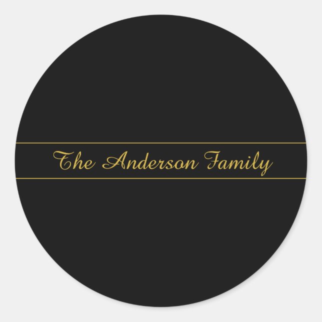 Sticker Rond Simple Customizable Gold & Black Text Design  (Devant)