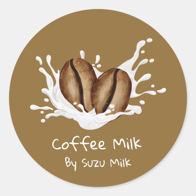 Sticker Rond Simple Cute Coffee Milk Label (Devant)