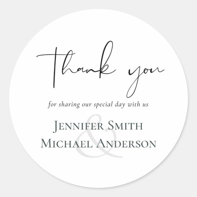 Sticker Rond Simple Élégance Script Mariage moderne (Devant)