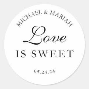 Sticker Rond Simple Élégant Amour Est Doux Merci Mariage