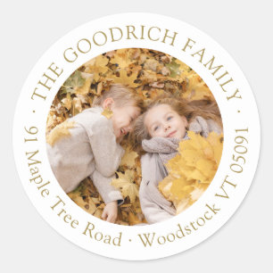 Sticker Rond Simple Elegant Automne Photo Adresse de retour