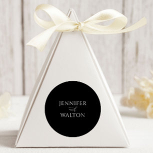 Sticker Rond Simple Elegant mariage noir et blanc