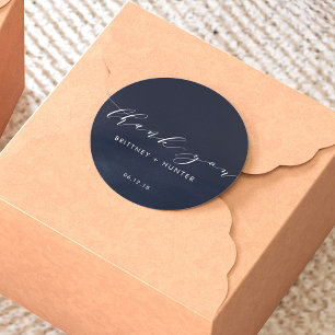 Sticker Rond Simple Elegant Merci Marine Mariage