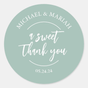 Sticker Rond Simple Élégant Moderne Merci Mariage