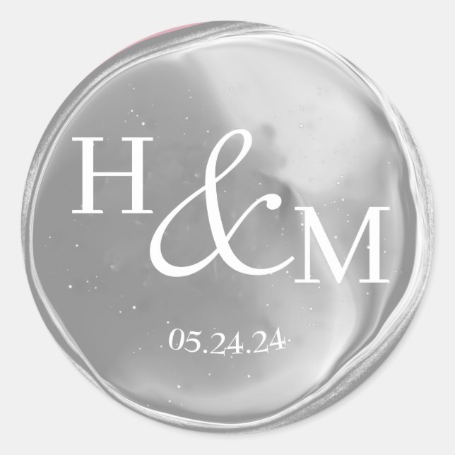Sticker Rond Simple Élégant Sceau de Cire Monogrammé Mariage (Devant)