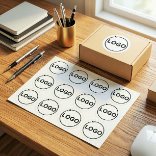 Sticker Rond Simple et élégant logo de société ici   Minimal pe