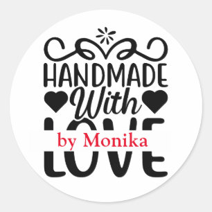 Sticker Rond Simple fait maison avec amour personnalisé