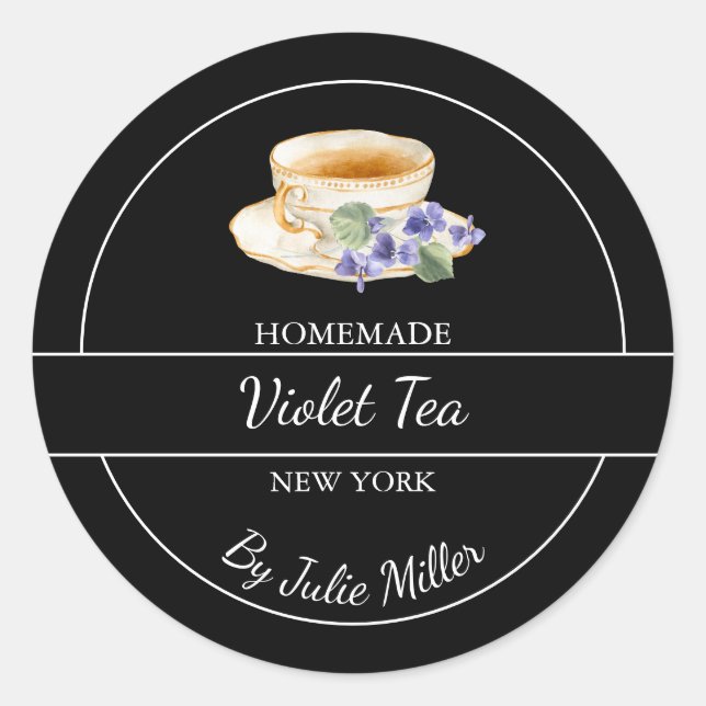 Sticker Rond Simple Homemade Violet Tea Label (Devant)