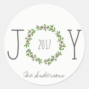 Sticker Rond Simple Joie Wreath Noël
