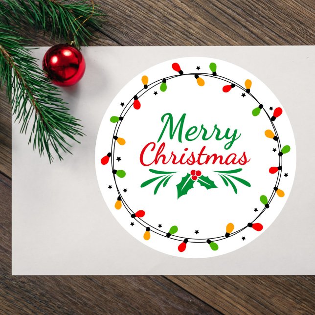 Sticker Rond Simple Joyeux Noël vert et rouge (Créateur téléchargé)
