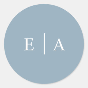 Sticker Rond Simple lumière bleu monogramme bleu clair faveur d