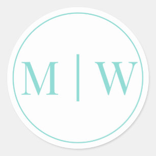 Sticker Rond Simple Mariage Couple 2 Initial Mon VS Couleurs DI