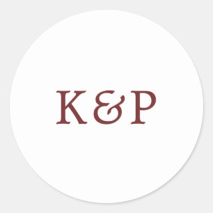 Sticker Rond Simple Mariage Monogramme Burgundy et Blanc