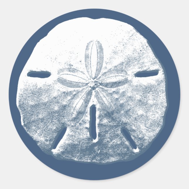 Sticker Rond Simple Marine Sable Dollar Beach Mariage Faveur (Devant)