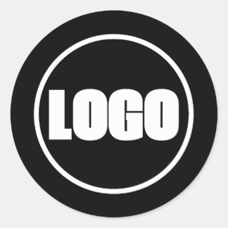 Sticker Rond Simple Marque Marketing Entreprise Blanc Noir Logo