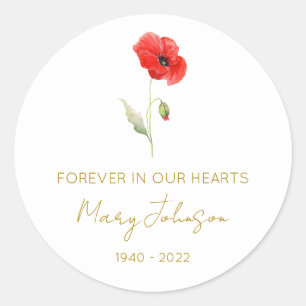 Sticker Rond Simple Mémorial Coquelicot 