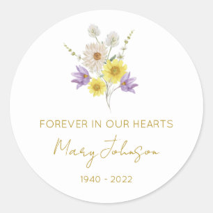 Sticker Rond Simple Mémorial de Fleur Sauvage