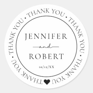 Sticker rond simple Merci Mariage classique