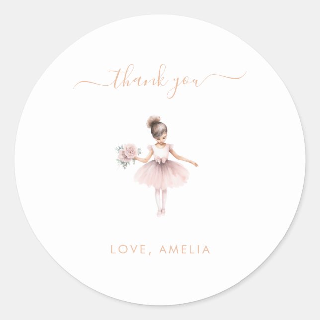 Sticker Rond Simple mignonne Ballerina Merci d'anniversaire Fav (Devant)
