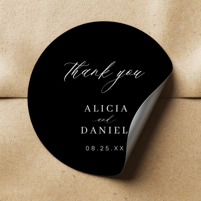 Sticker Rond Simple minimaliste élégant mariage faveur classiqu (Créateur téléchargé)