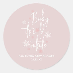 Sticker Rond Simple minimaliste hiver moderne bébé fille douche