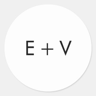 Sticker Rond Simple minimaliste moderne Mariage Monogramme