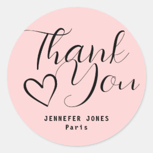 Sticker Rond Simple minimaliste Pastel Pink Calligraphy Heart