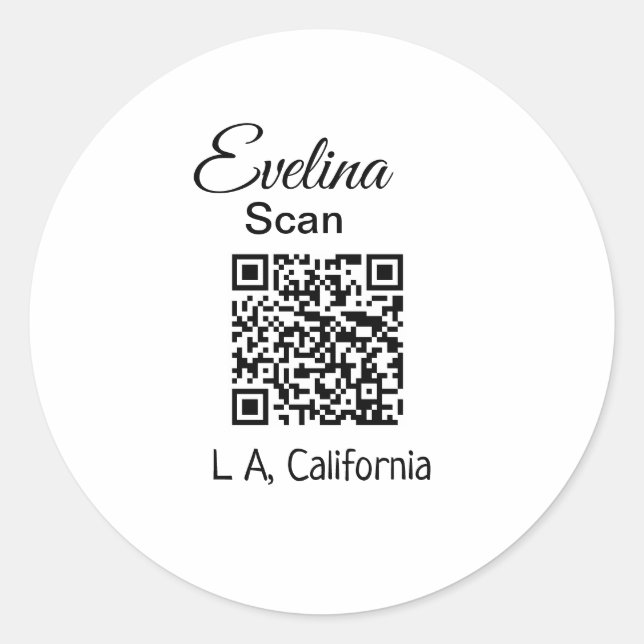 Sticker Rond Simple minimum add your name place city q r code t (Devant)