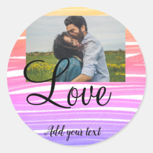 Sticker Rond simple minimum ajouter votre nom photo aquarelle a