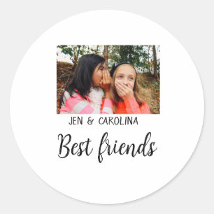 Sticker Rond simple minimum meilleur ami nom ajouter photo text