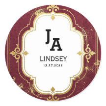 Simple Modern Minimalist Wedding Classic Round