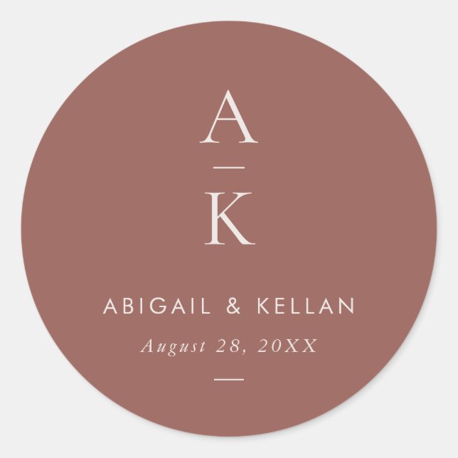 Sticker Rond Simple moderne Brown Monogramme Mix Match Mariage (Devant)