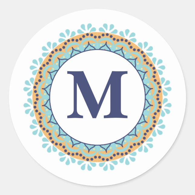 Sticker Rond Simple moderne chic marine bleu Monogramme initial (Devant)